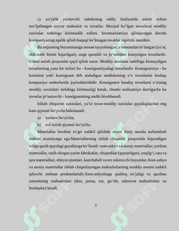 MATERIALLAR XARAJATINING HISOBI 3
