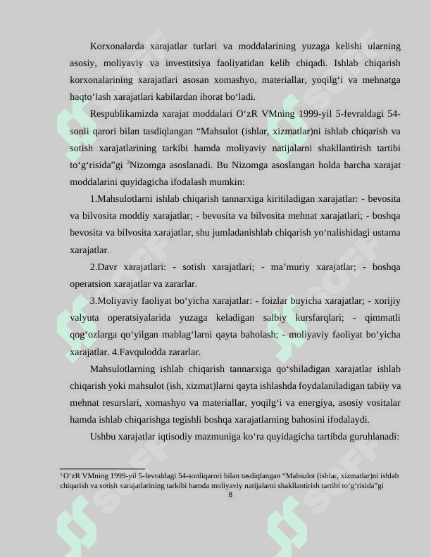 MATERIALLAR XARAJATINING HISOBI 8