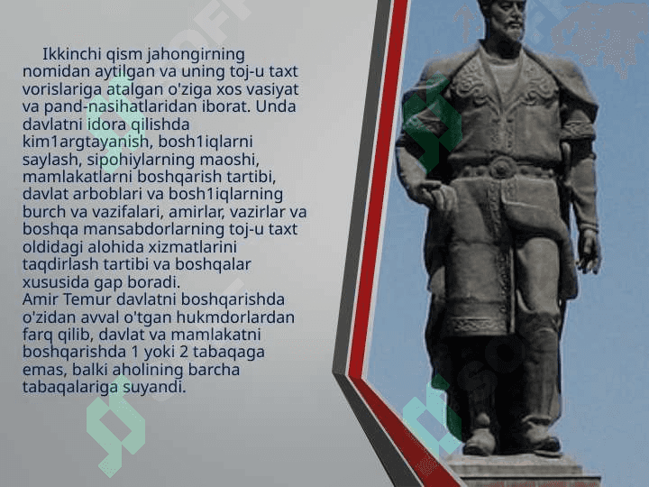 AMIR TEMUR TUZUKLARI. DAVLAT BOSHAQRUVI HAQIDA MUHIM MANBA. TUZUKLARIDA TEMUR VA TEMURIYLAR SHAJARASI​ 4