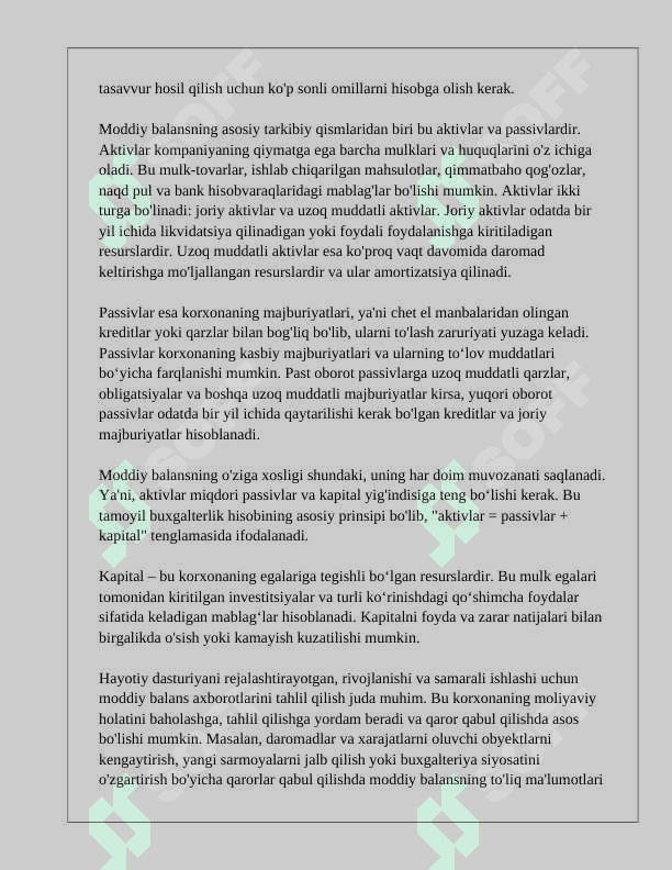 MODDIY BALÀNSNI HISOBLASH USULLARI 3