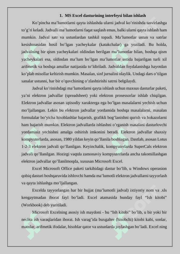 Ms excel elektron jadvalida xisoblash jarayonlarini tashkil qilishda grafik modellar yaratish 2