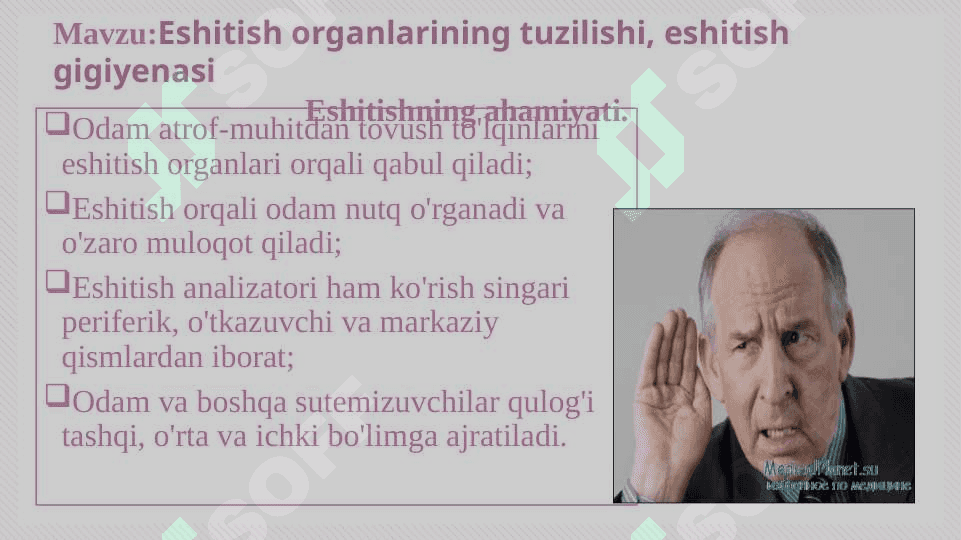 Eshitish organlarining tuzilishi, eshitish gigiyenasi 8