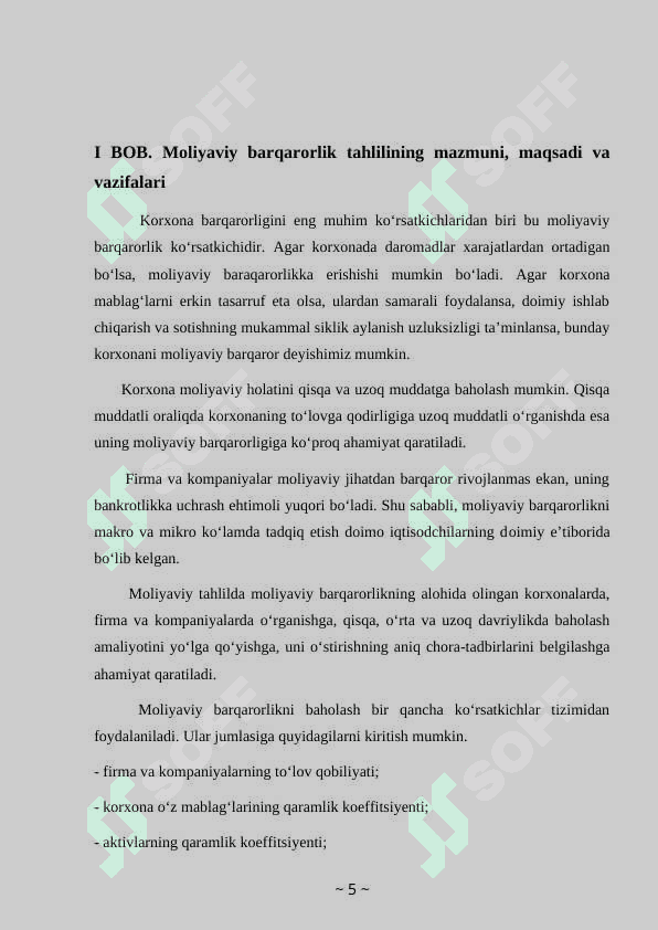 MOLIYAVIY BARQARORLIK TAHLILI 5