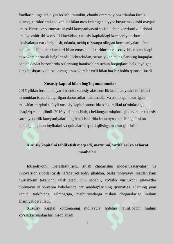 Xususiy kapital tushunchasi. 7
