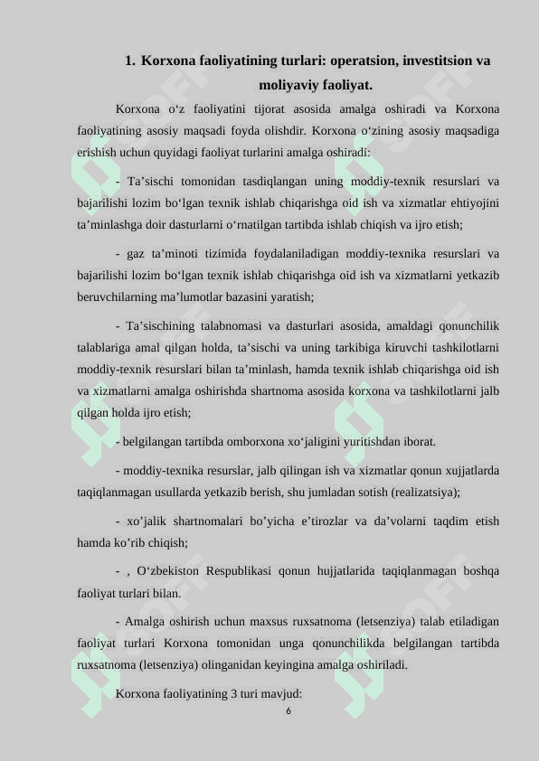Korxonaning operatsion faoliyatini tahlili va uning muhim jihatlari 6