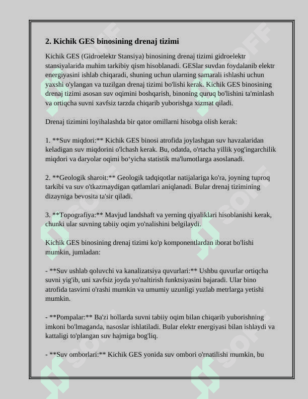 Kichik ges binosi konstruksiyasining oʻziga xos jihatlari 4