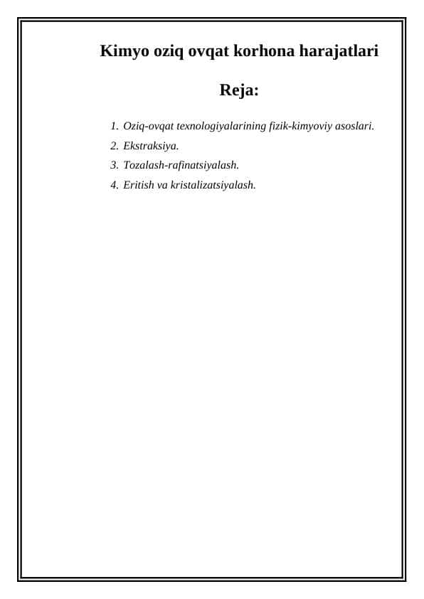 Kimyo oziq ovqat korhona harajatlari 1