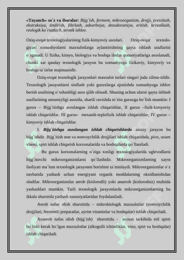 Kimyo oziq ovqat korhona harajatlari 2