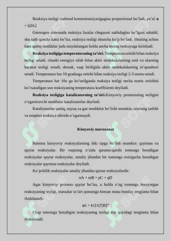 Kimyoviy reaksiyalarning tezligi. Kimyoviy muvozanat 3