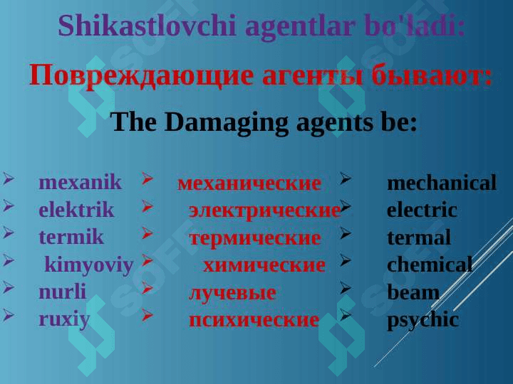 SHIKASTLANISH. TRAVMATIZM. TRAVMATIK SHOK. Повреждения ТравматизмТравматический шок 3