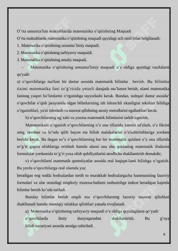 Umumta’lim maktablarida matematik mantiq elementlari mavzusini o’rgatish 8
