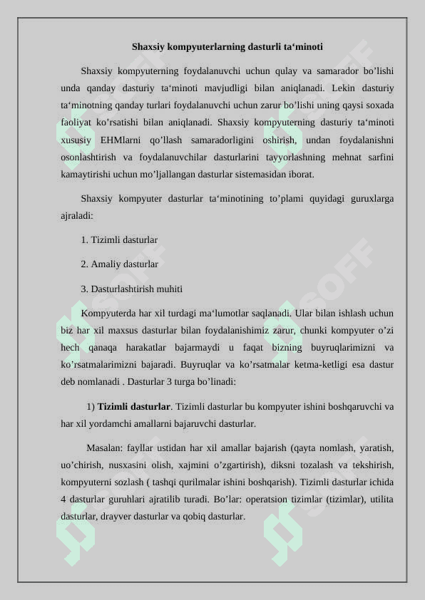 Kompyuterning dasturiy ta‘minoti 2