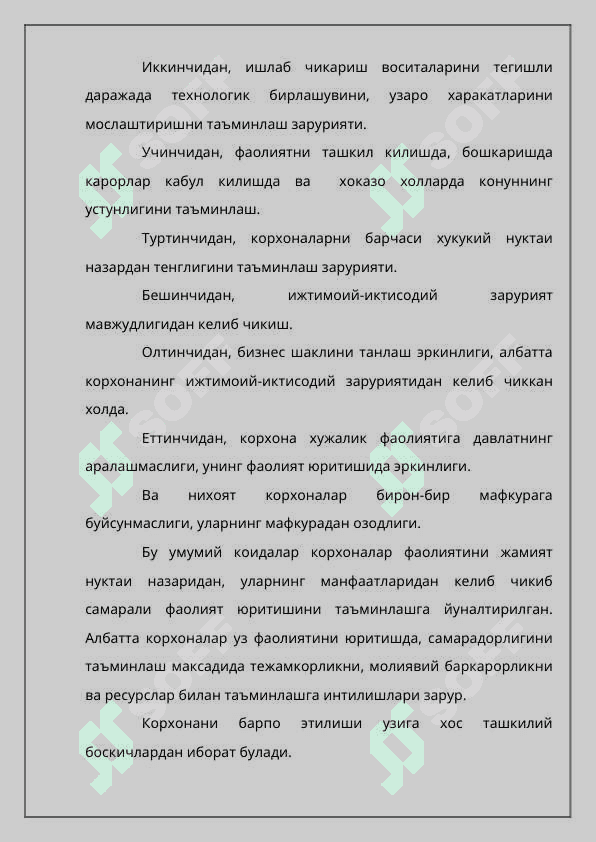 Korxonalarni huquqiy jixatdan tashkil qilish 3
