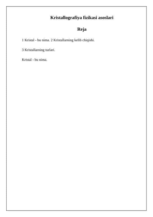 Kristallografiya fizikasi asoslari