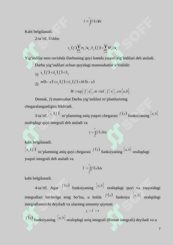 Aniq integrallarni taqribiy hisoblash 7