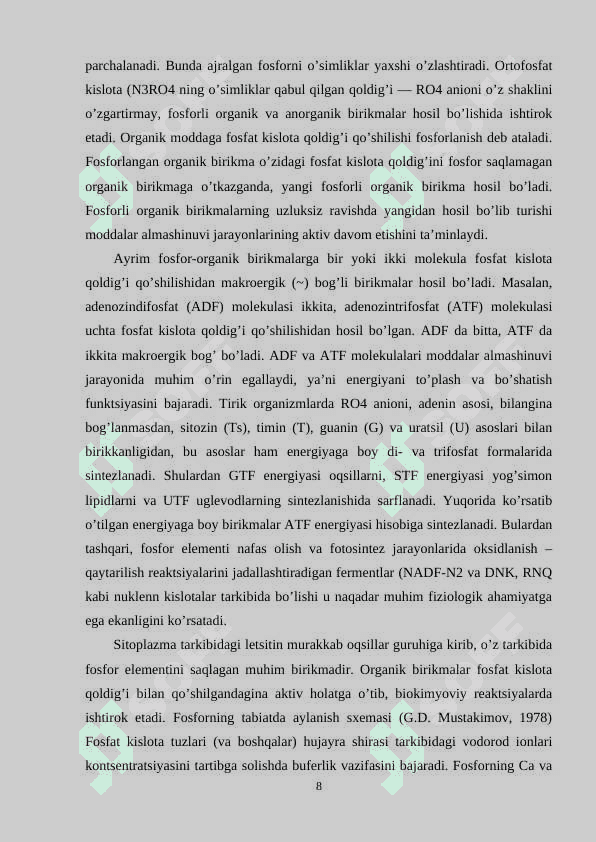 FOSFORLI MODDALAR VA ENERGIYA ALMASHINUVIDAGI AHAMIYATI 8