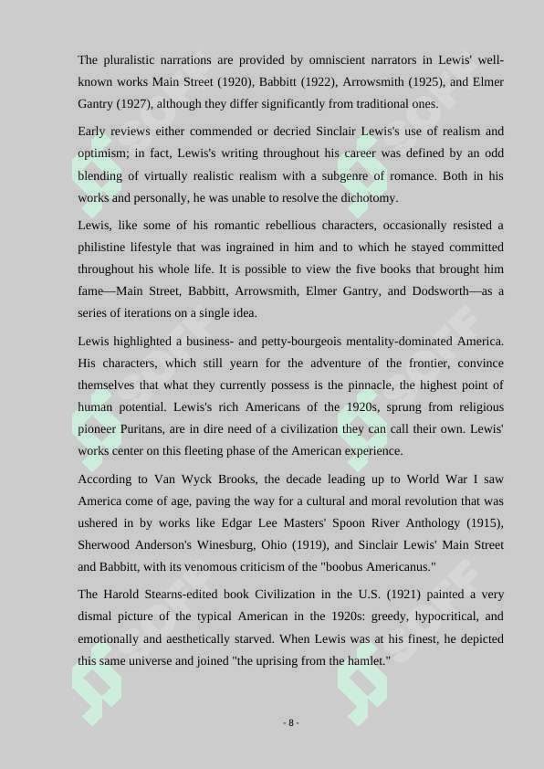 Social aspects of academic life in S.Lewis’ novel “Arrowsmith” 8