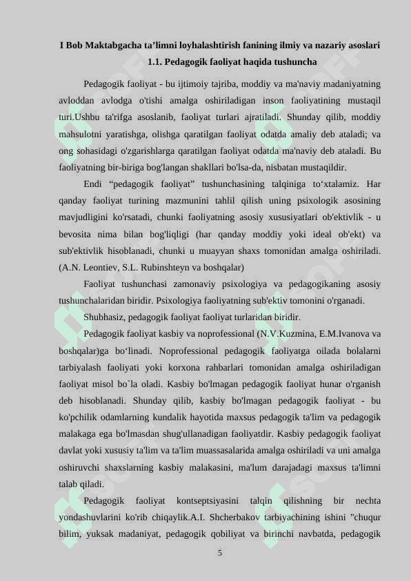 Maktabgacha ta’lim oʻqitish texnologiyalar va loyihashitirishning pedogogik asoslari 5