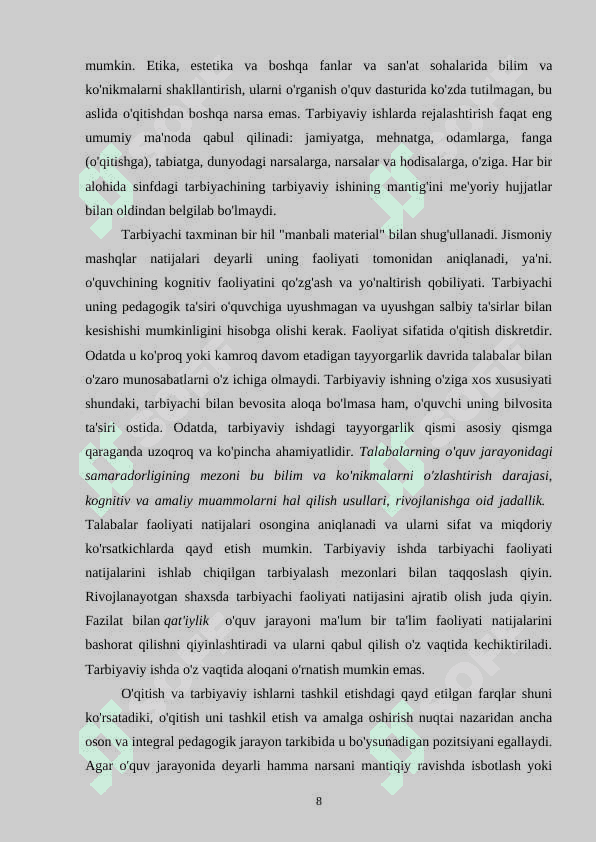 Maktabgacha ta’lim oʻqitish texnologiyalar va loyihashitirishning pedogogik asoslari 8