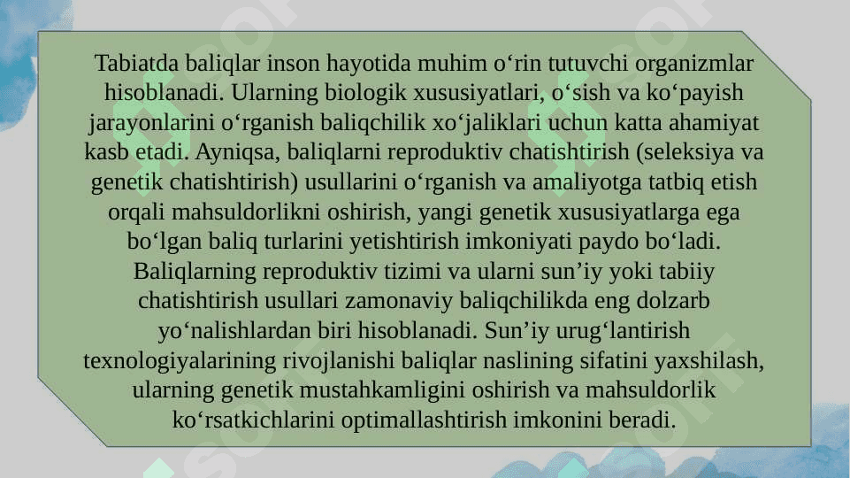 Baliqlarni Reproduktiv Chatishtirish 3