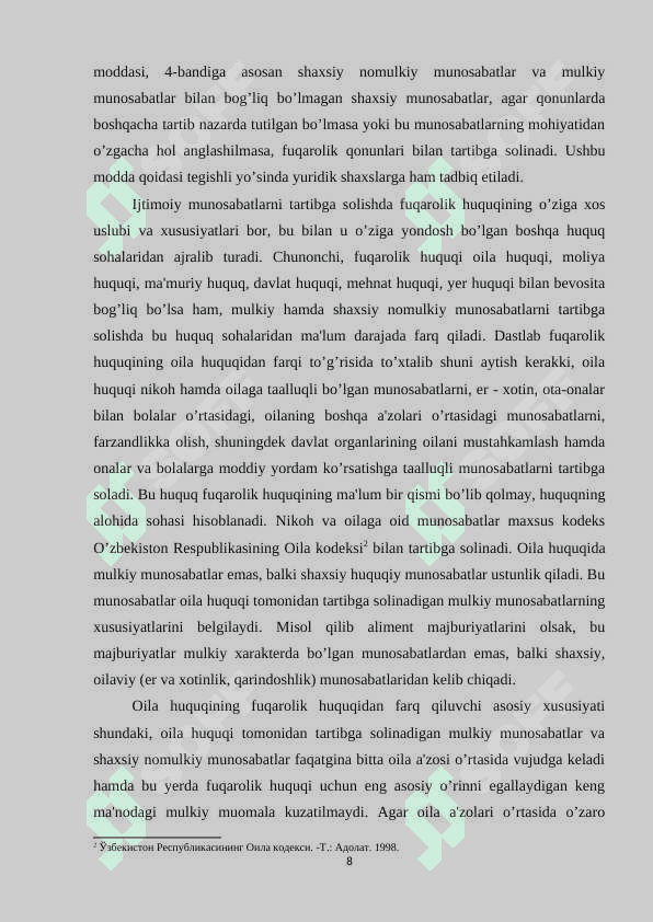 Fuqаrоlik huquqining аsоsiy tаmоyillаri 8