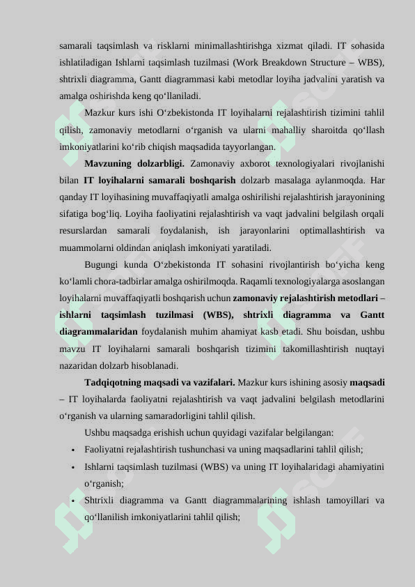 FAOLIYATNI REJALASHTIRISH VA VAQT JADVALINI BELGILASH 3