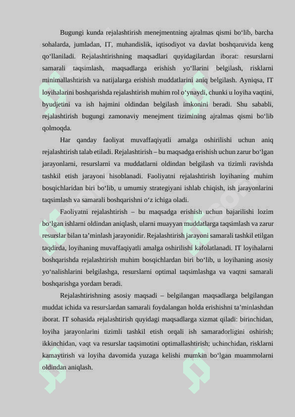 FAOLIYATNI REJALASHTIRISH VA VAQT JADVALINI BELGILASH 6