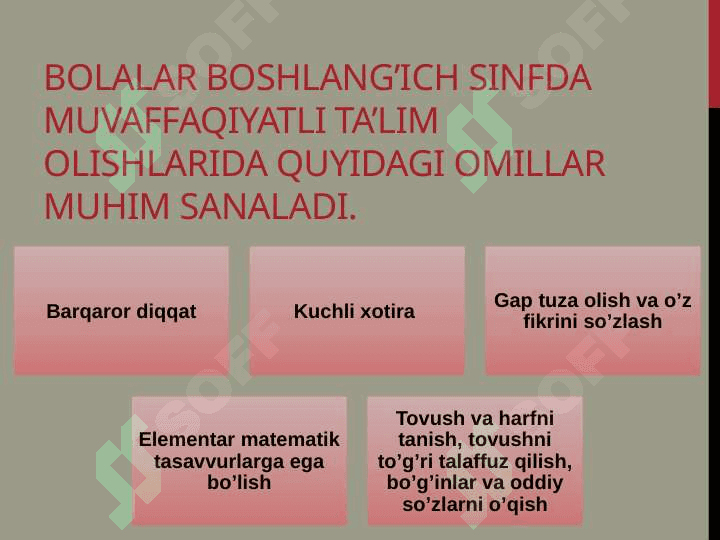 BOLANI MAKTAB TA’LIMIGA TAYYORLASHGA TA’SIR ETUVCHI OMILLAR 5