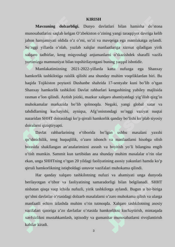 O’zbekistoning jahon hamjamiyatida tutgan o’rni va rolining faollashuvi (2017-2022) 3
