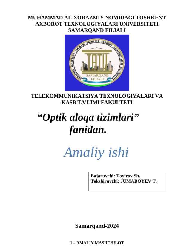 TOLALI OPTIK UZATISH TIZIMLARINING IKKI TOMONLAMA LINIYA TRAKTLARINI TUZISH PRINSIPLARI, OPTIK KANALLARNI ZICHLASHTIRISH USULLARI