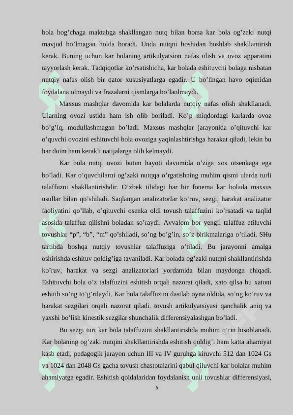 Eshitish nuqsoniga ega bo’lgan bolalarga so’zlashuv nutqini muloqot vositasi sifatida shaklantirish 6