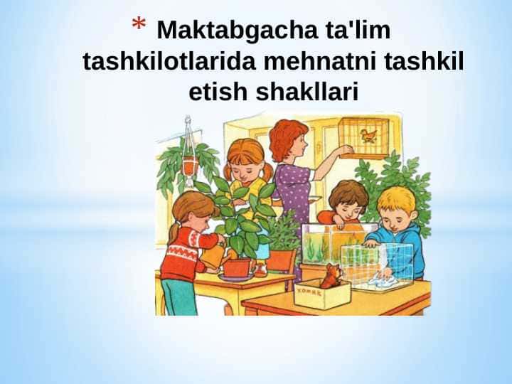 Maktabgacha ta'lim tashkilotlarida mehnatni tashkil etish shakllari 1