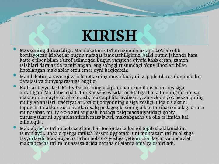 MAKTABGACHA TA'LIM-UZLUKSIZ TA'LIMNING BOSHLANG'ICH BO'G'INI. 3