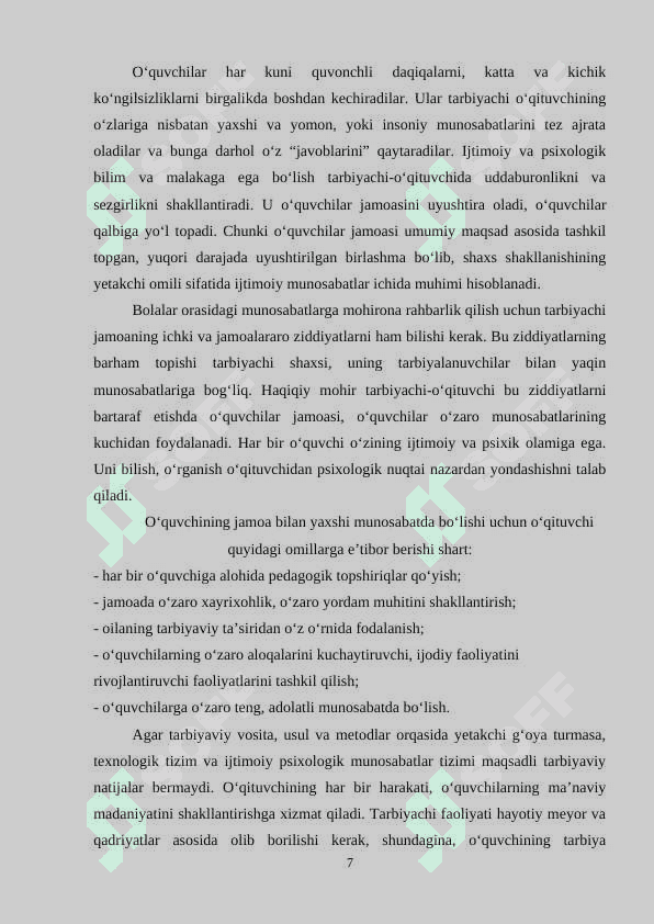 Tarbiya texnologiyalari 7
