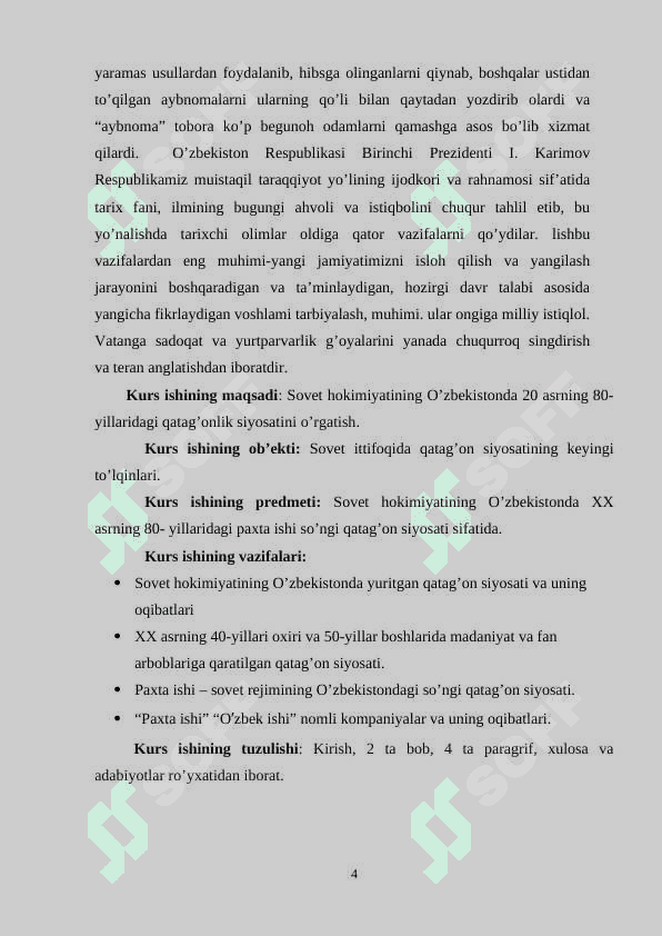 Sovet hokimiyatining O’zbekistonda 20 asrning 80- yillaridagi qatag’onlik siyosati 4