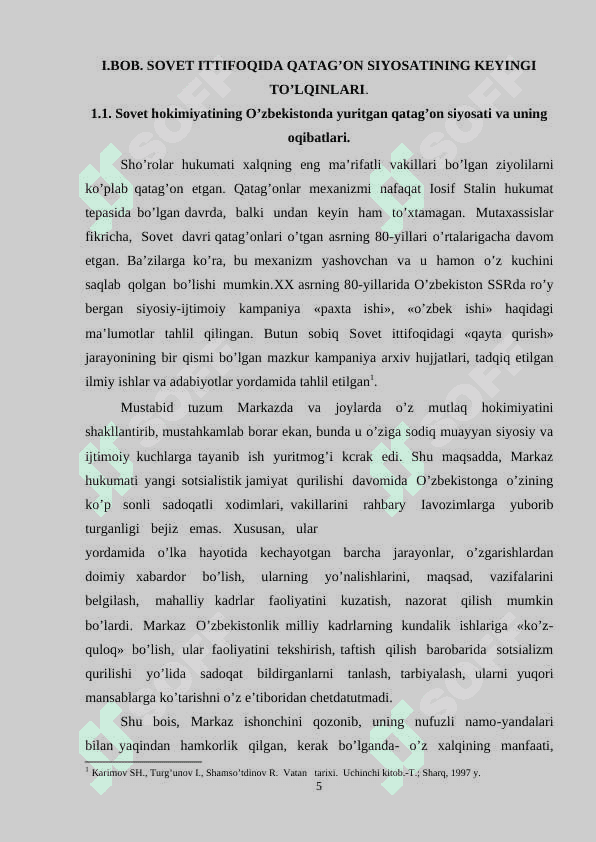 Sovet hokimiyatining O’zbekistonda 20 asrning 80- yillaridagi qatag’onlik siyosati 5
