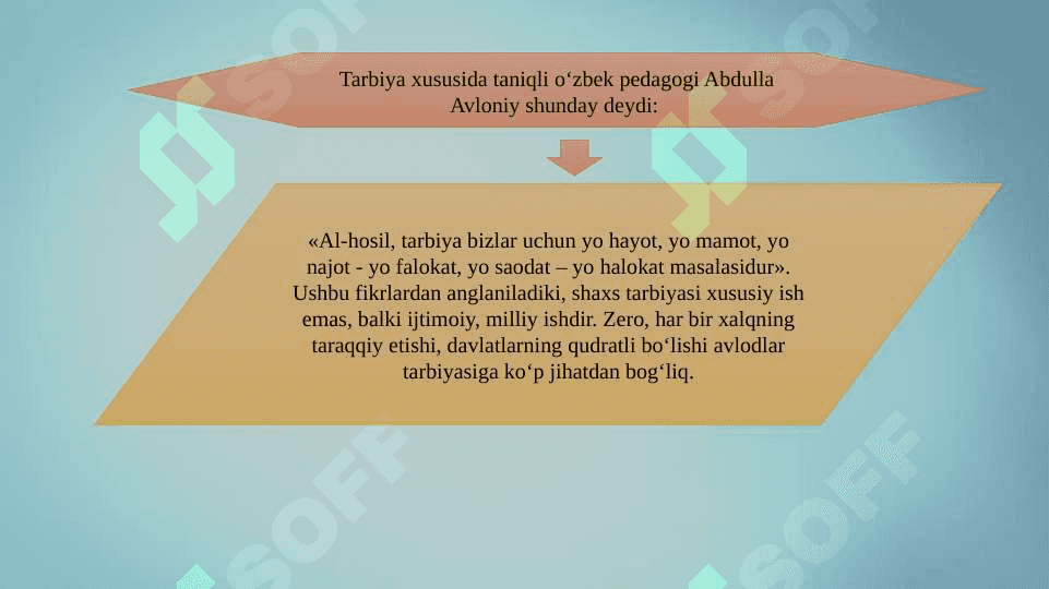 Tarbiya jarayonining mohiyati va mazmuni. Tarbiya qonuniyatlari va tamoyillari. Tarbiyaning umumiy metodlari. Jamoa tarbiya obyekti va subyekti sifatida. Tarbiya turlari.. 7