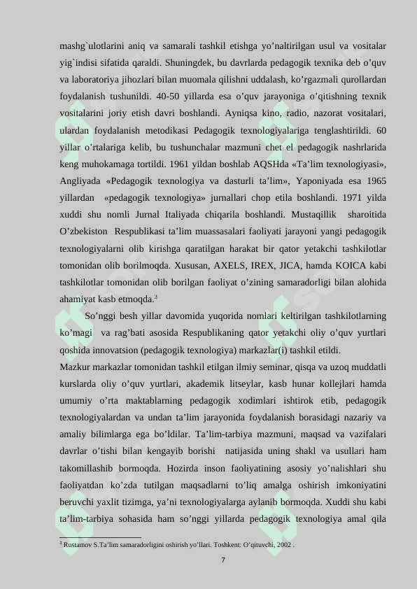 Mustaqillik yillarida ta’limga e’tibor mavzusini o’qitishda pedagogik texnologiyalarning qo’llanishi 7
