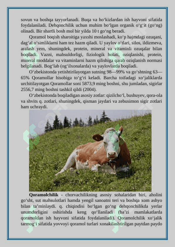 Qoramollarning biologik xususiyatlari 3