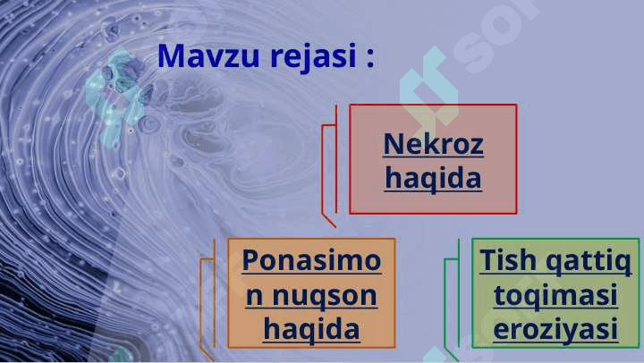 Tish  chiqqandan keyin yuzaga keladigan nokarioz kasalliklar. ponasimon nuqson, Nekroz va tish qattiq to’qimasi eroziyasi. Klinikasi, tashxislash va qiyosiy tashxislash 2