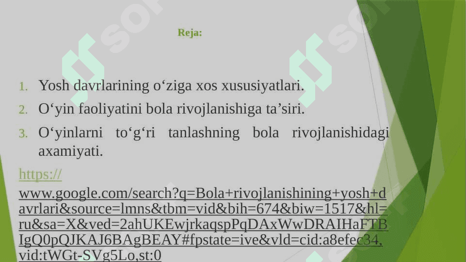 O‘yinlarni tanlash. O‘yinlarning yoshga bog‘liqligi. 2