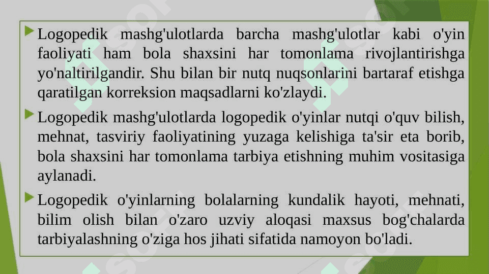 Maxsus muassasalarning logopedik mashg‘ulotlarida logopedik  o‘yinlarni  rejalashtirish 8