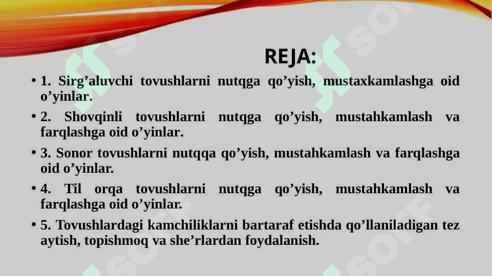 Tovushlarni to’g’ri talaffuz etishga qaratilgan o’yinlar 2