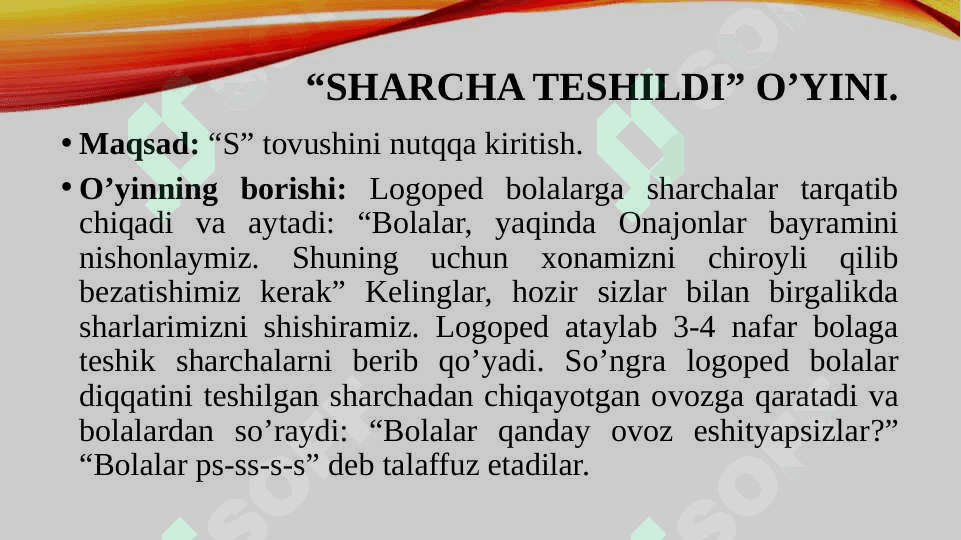 Tovushlarni to’g’ri talaffuz etishga qaratilgan o’yinlar 5
