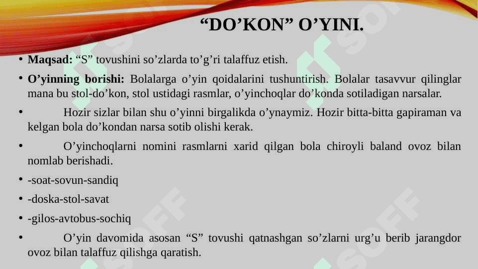 Tovushlarni to’g’ri talaffuz etishga qaratilgan o’yinlar 6