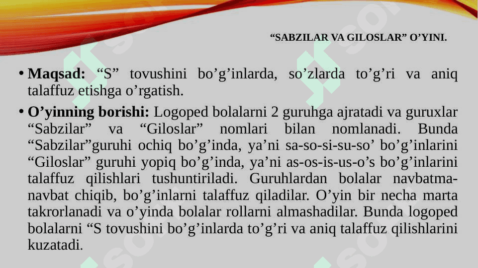 Tovushlarni to’g’ri talaffuz etishga qaratilgan o’yinlar 7