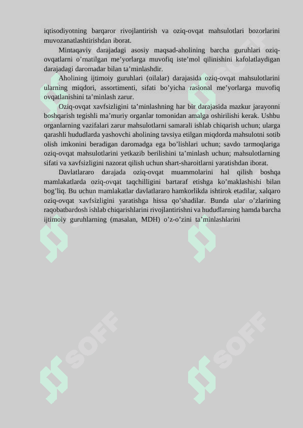 Mavzu: Oziq-ovqat sohasini davlat tomonidan tartibga solish - oziq- ovqat xavfsizligini ta'minlash asosi. mavzusida sifatli mustaqil ish 3