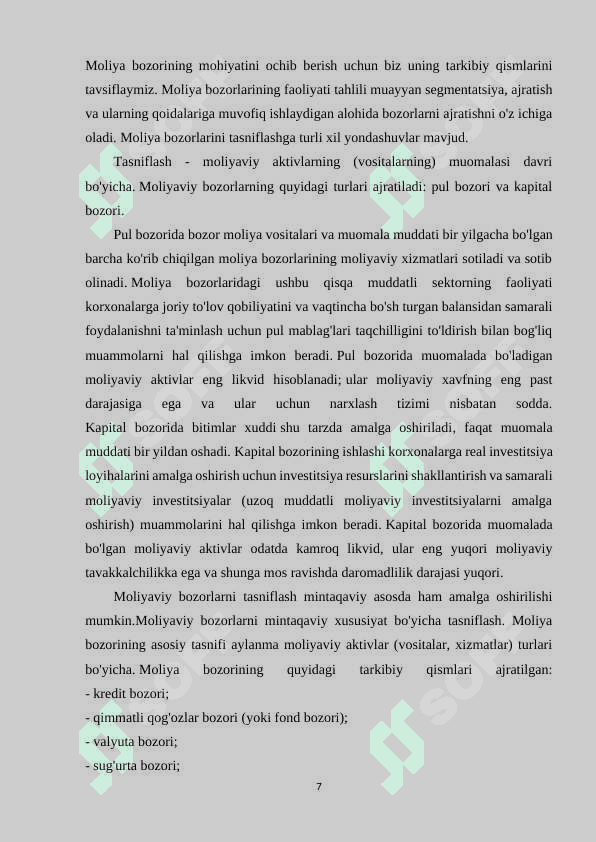 BOZOR IQTISODIYOTI OB'EKTLARI VA SUB'EKTLARI, IQTISODIY MUNOSABATLAR 7
