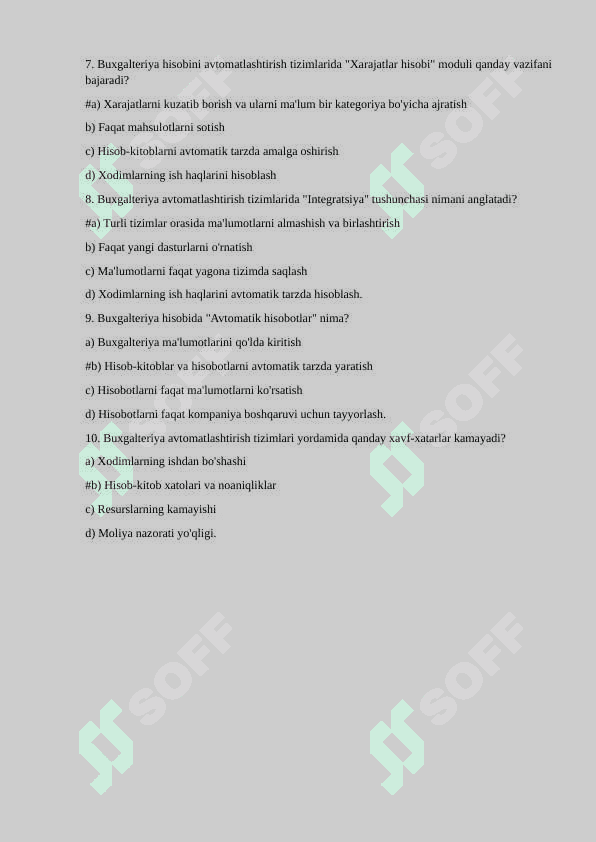 Buxgalteriya hisobi va audit test 10 talik 2