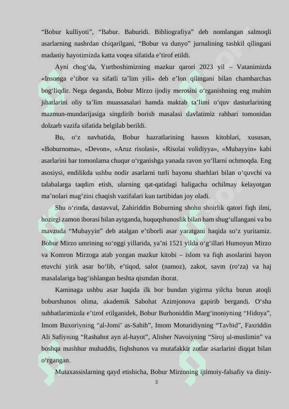 ZAHIRIDDIN MUHAMMAD BOBURNING HAYOTI VA SIYOSIY-ILMIY FAOLIYATI 3